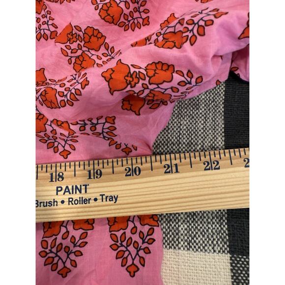 THML Top Women’s Medium Pink Red V-Neck Embroidered Puff Sleeve Floral - Picture 9 of 11